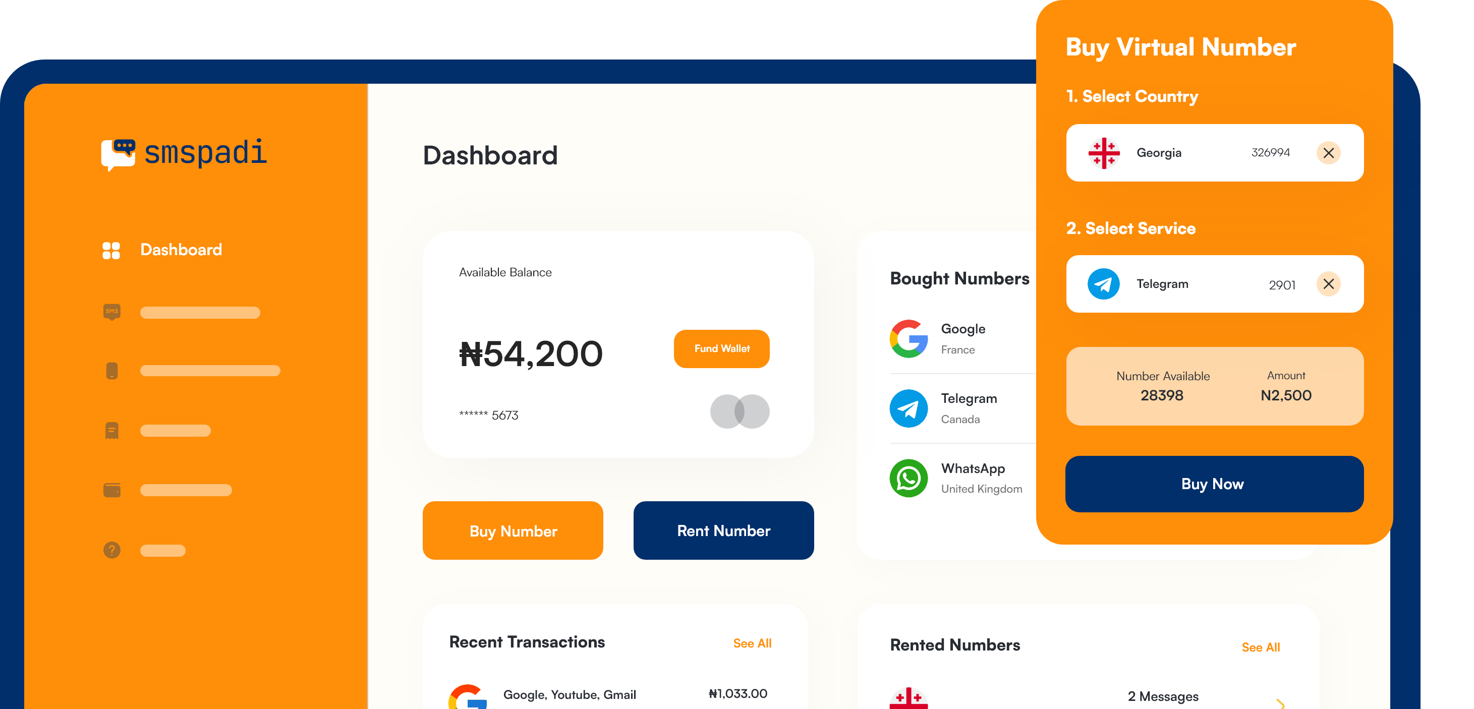 SMSPADI Get Virtual phone numbers to
receive SMS online